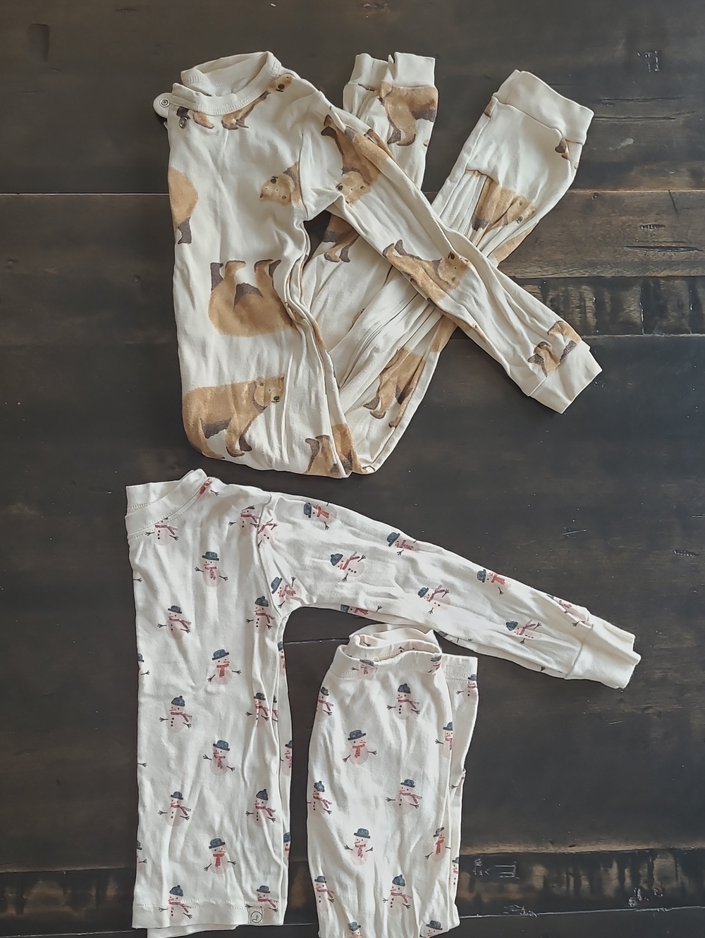 Size 3 Kids Carters Cotton Pajamas ~ Bear & Snowman Print Set